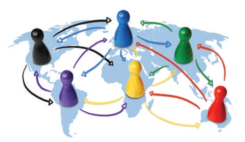 Concept for globalization, global networking, travel or global connection or Stock Illustration