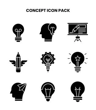 Concept Glyph Bundle Icons Pack Stock Illustration