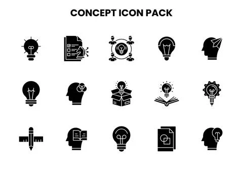 Concept Glyph Bundle Icons Pack Stock Illustration