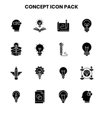 Concept Glyph Collection Icons Pack Stock Illustration