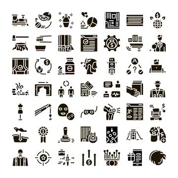 Concept glyph icons set vector for business technology Illustrazione stock