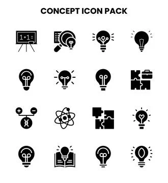 Concept Glyph Set Icons Pack 스톡 일러스트