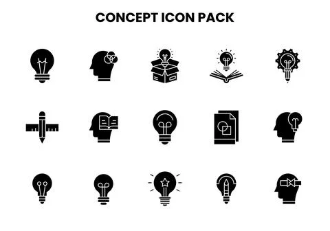 Concept Glyph Set Icons Pack 스톡 일러스트