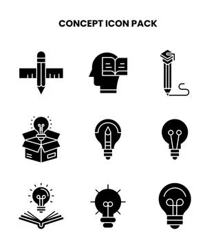 Concept Glyph Set Icons Pack Stock Illustration