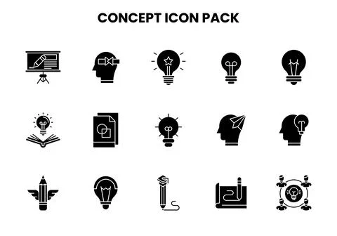 Concept Glyph UI Icons Pack Stock Illustration