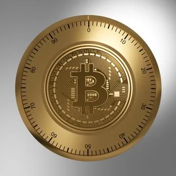 Concept Of Gold Bitcoin Like A Security Lock 스톡 일러스트