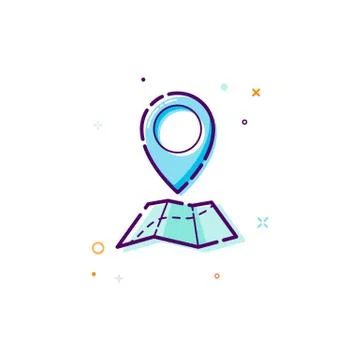 Concept gps icon. Thin line flat design element. map and pointer icon concept Stock Illustration