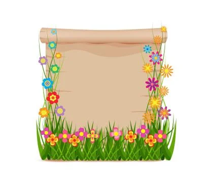 Concept grass of spring with blank paper Stock Illustration