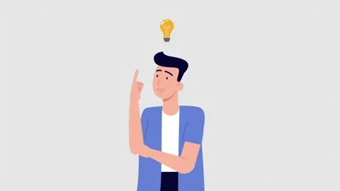 Concept of a great idea with ALPHA channel. Eureka, animation, light bulb Stock Footage 147030417