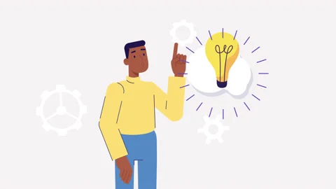 Concept of a great idea, Eureka. man thinking, hand gesture, light bulb Stock Footage 167271337