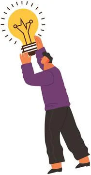 Concept of great idea. Man has good idea. Solution of problem, creative thinking Stock Illustration