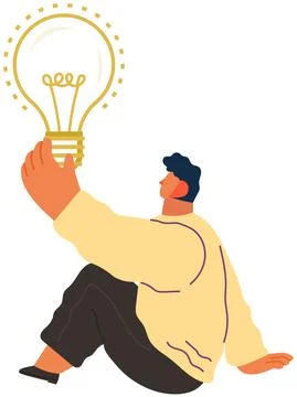 Concept of great idea. Man has good idea. Solution of problem, creative thinking Stock Illustration