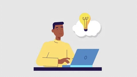 Concept of a great idea. man thinking, light bulb pops up, Eureka Stock Footage 166523185