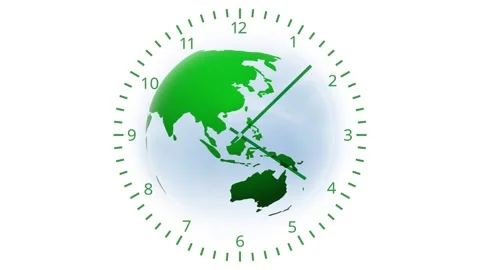 Concept green earth planet with time clock animation Vídeo Stock 334081208