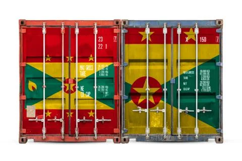 The concept of Grenada  export-import and national delivery of goods. Close-u Stockfoto's