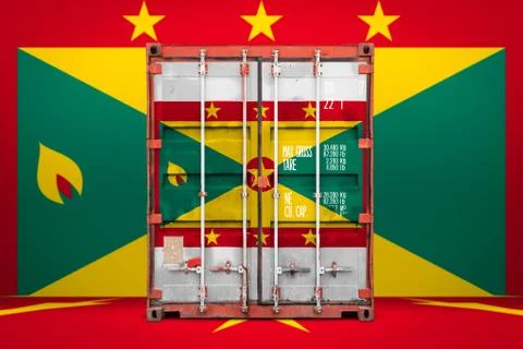 The concept of  Grenada export-import, container transporting and national de Stock Photos