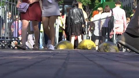 Concept ground view of the crowd of people on football championship celebrating Stock Footage 117247259