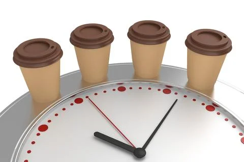 Concept group cup of coffee on the dial Stock-Illustration