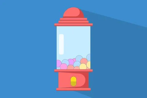 Concept of gum vending machine casting long shadow. Gum machine. Illustrazione stock