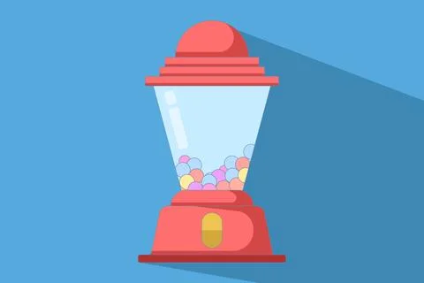 Concept of gum vending machine casting long shadow. Gum machine. Illustrazione stock