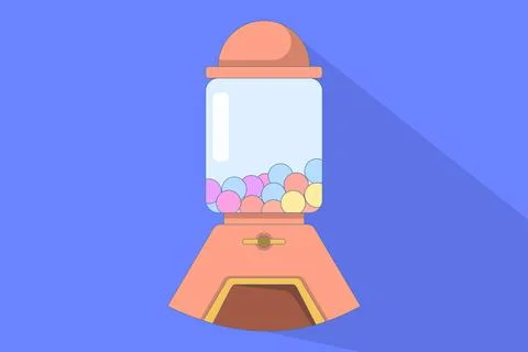 Concept of gum vending machine casting long shadow. Gum machine. Stock Illustration