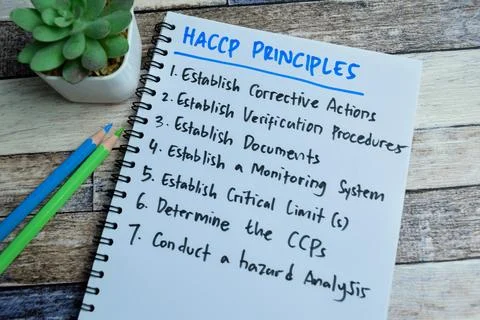 Concept of HACCP Principles write on book Stock Photos