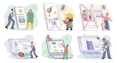 Concept of hacker attack, fraud investigation, internet phishing attack. Fraud イラスト素材