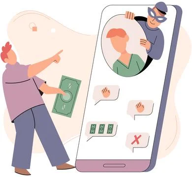 Concept of hacker attack, smartphone hack, cybercrime, fraud investigation Illustrazione stock