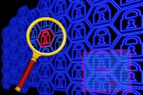 The concept of hacker attacks on the Internet. Stock Illustration