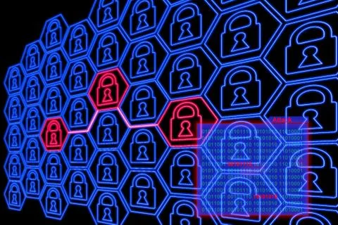 The concept of hacker attacks on the Internet. 스톡 일러스트