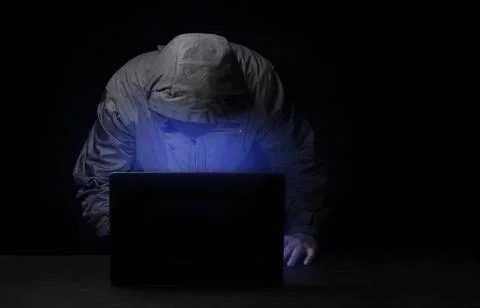 Concept of hacking and malware Hackers use abstract laptops to steal Internet Stock Photos