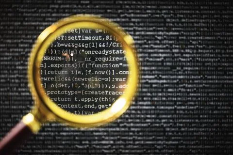 Concept of hacking or programming code bug search Foto stock