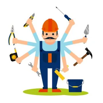 Concept of handyman worker Illustrazione stock