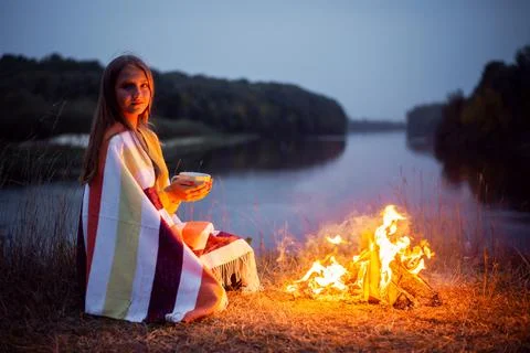 Concept of having a picnic, spending time in nature Stock Photos