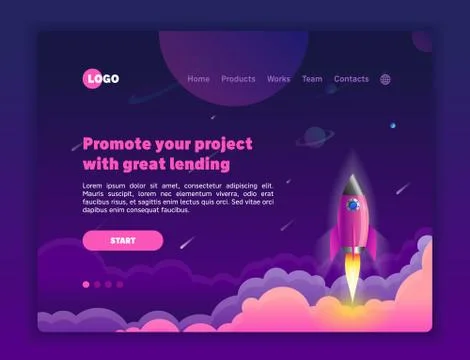 The concept head of the website to launch the company for promotion, space, h Illustrazione stock