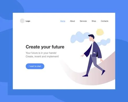 The concept head of the website to launch the company for promotion, space, h Illustrazione stock
