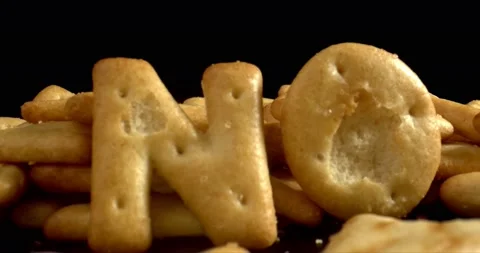 The concept of healthy eating and avoiding junk food. The word NO written with 스톡 동영상 146797210