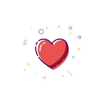 Concept Heart icon. Thin Line Flat Heart Design. Happy Valentines day card. Stock Illustration