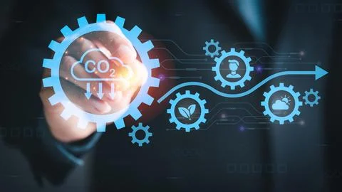 Concept helping to reduce CO2 emissions to alleviate global warming and cli.. Stock Photos