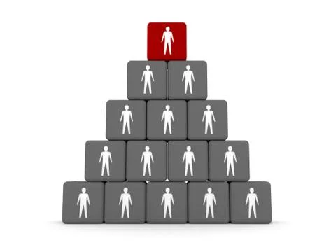 Concept of hierarchy. Leader at the top. 3D illustration Stock Illustration