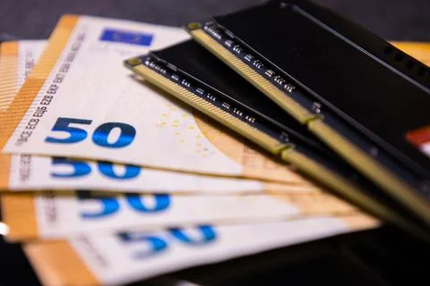 Concept of high prices for pc memory modules Stock Photos