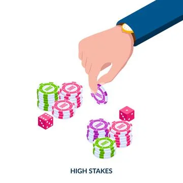 The concept of high stakes  Human hand with high denomination casino chips  Stock Illustration