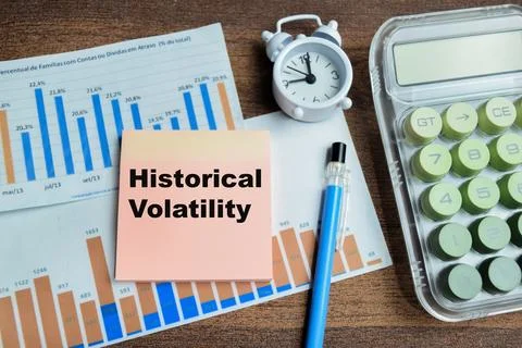 Concept of historical volatility write on sticky notes Stock Photos