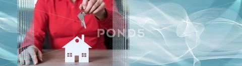 Concept of home ownership. panoramic banner Stock Photos