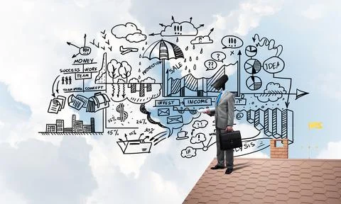 Concept of home security and privacy protection with camera headed man Stock Illustration