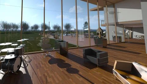 Concept House 3D View Architectural  Visualization Stock Illustration