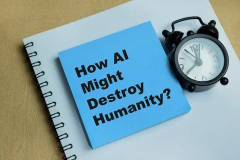 Concept of how AI might destroy humanity write on sticky notes Stockfoto's