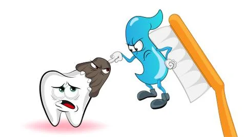 The concept of how the toothpaste protects the teeth from germs and bacteria. Stock Illustration