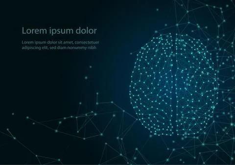 Concept of a human brain from luminous points and lines Stock Illustration
