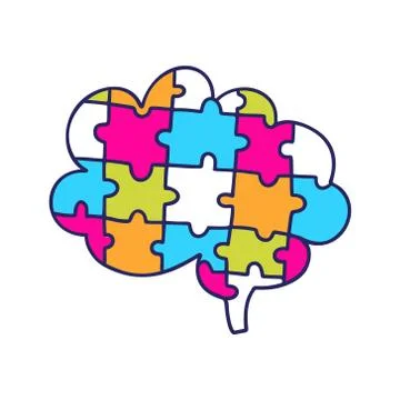 Concept of human brain made up of puzzles. Illustration for label of medicine Illustrazione stock